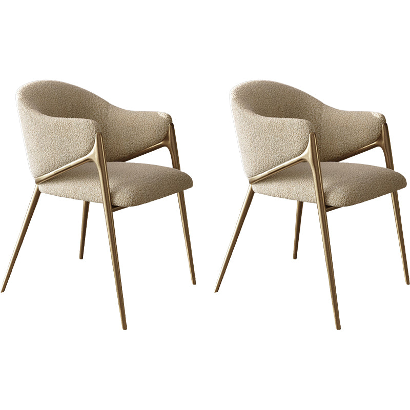 Metal Solid Back Arm Dining Chair Glam Chair for Dining Room