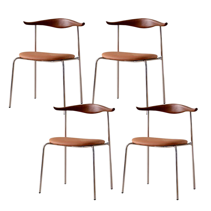 Metal Dining Chair Wooden Simplified Side Chair for Dining Room