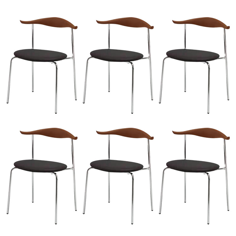 Metal Dining Chair Wooden Simplified Side Chair for Dining Room