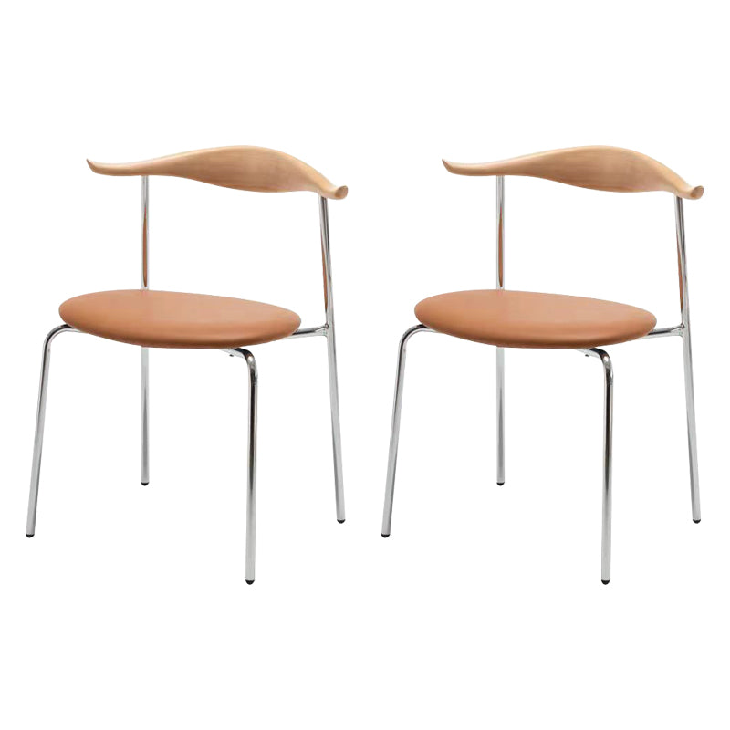 Metal Dining Chair Wooden Simplified Side Chair for Dining Room