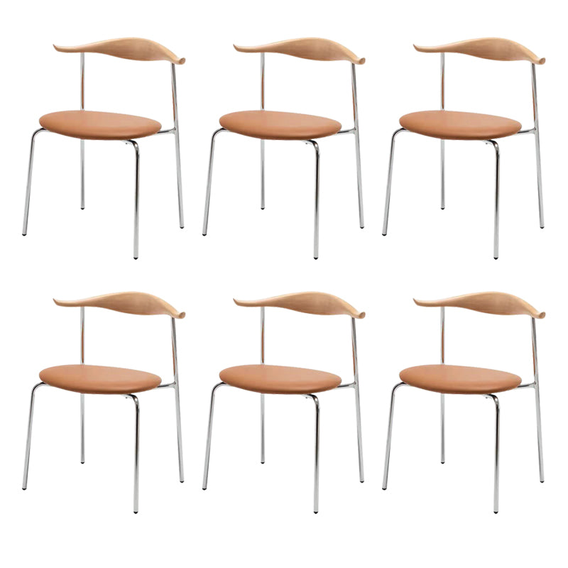 Metal Dining Chair Wooden Simplified Side Chair for Dining Room