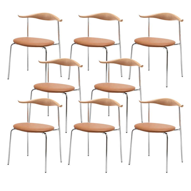 Metal Dining Chair Wooden Simplified Side Chair for Dining Room