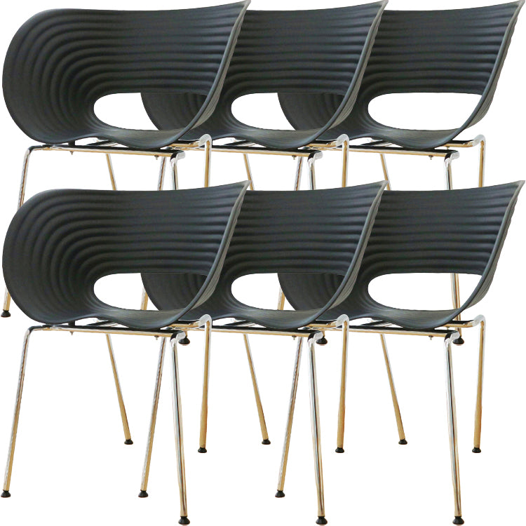 Contemporary Plastic Arm Dining Chair in Matte Finish for Home