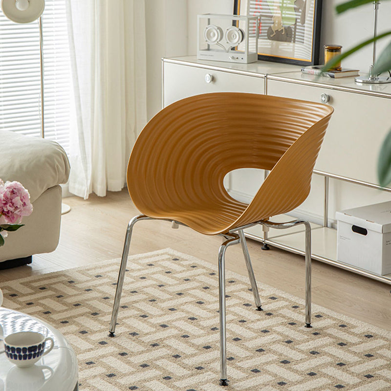 Contemporary Plastic Arm Dining Chair in Matte Finish for Home