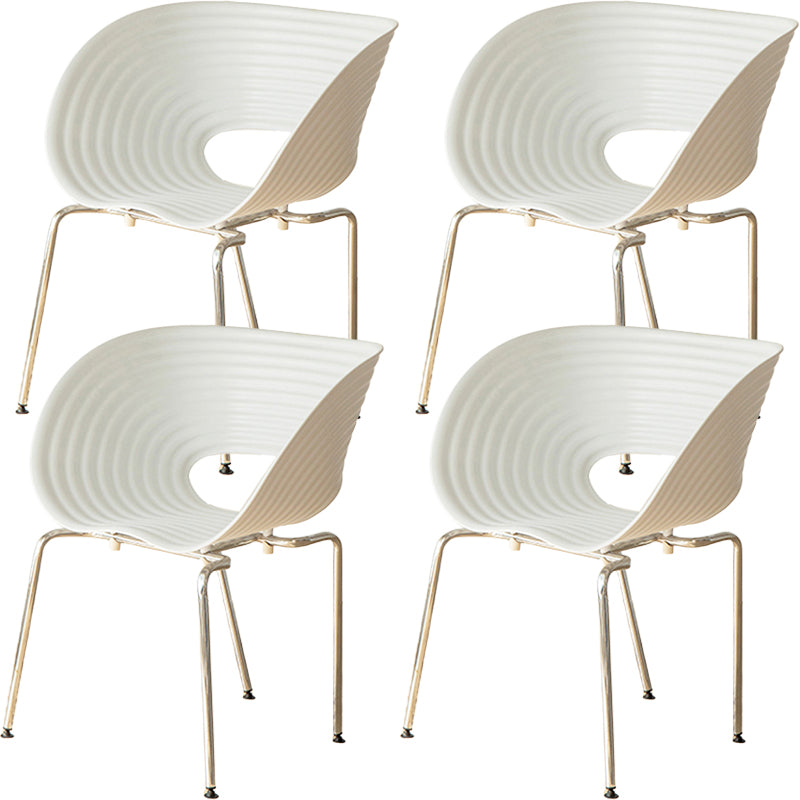 Contemporary Plastic Arm Dining Chair in Matte Finish for Home