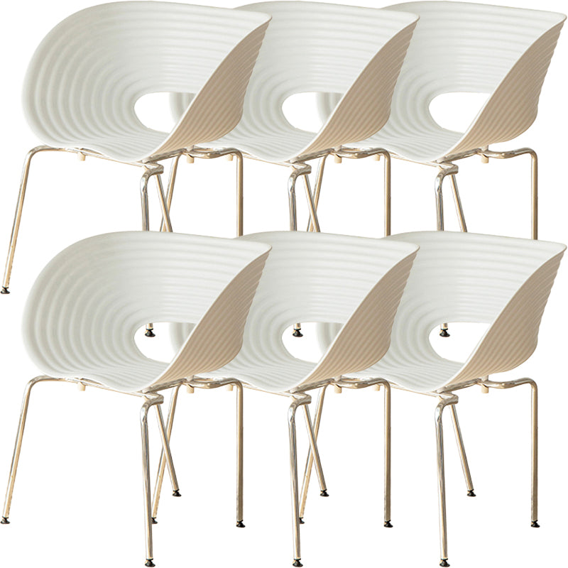 Contemporary Plastic Arm Dining Chair in Matte Finish for Home