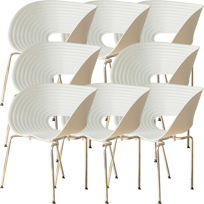 Contemporary Plastic Arm Dining Chair in Matte Finish for Home