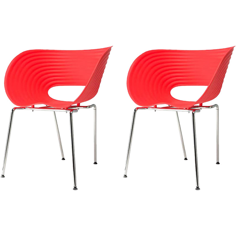 Contemporary Plastic Arm Dining Chair in Matte Finish for Home