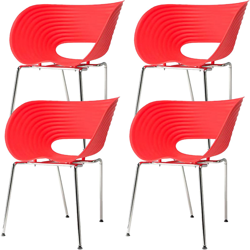 Contemporary Plastic Arm Dining Chair in Matte Finish for Home