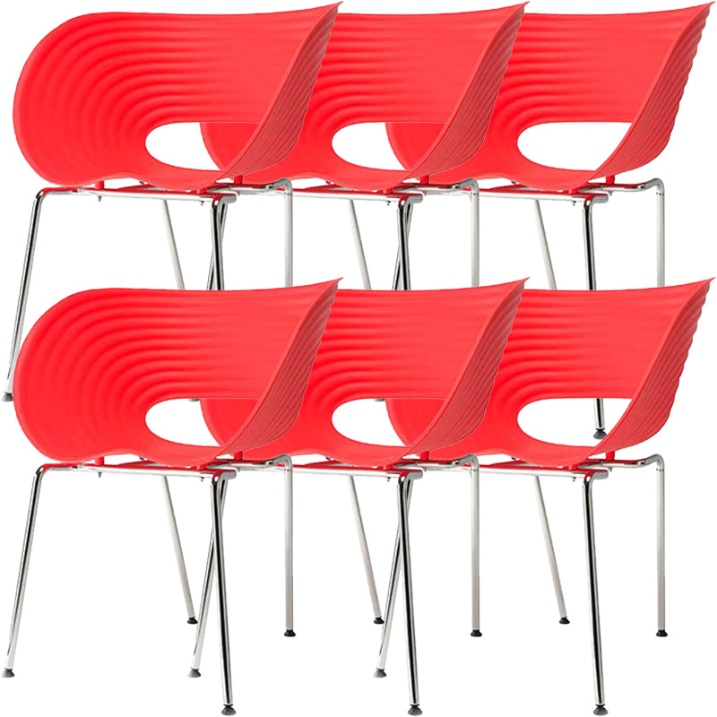 Contemporary Plastic Arm Dining Chair in Matte Finish for Home