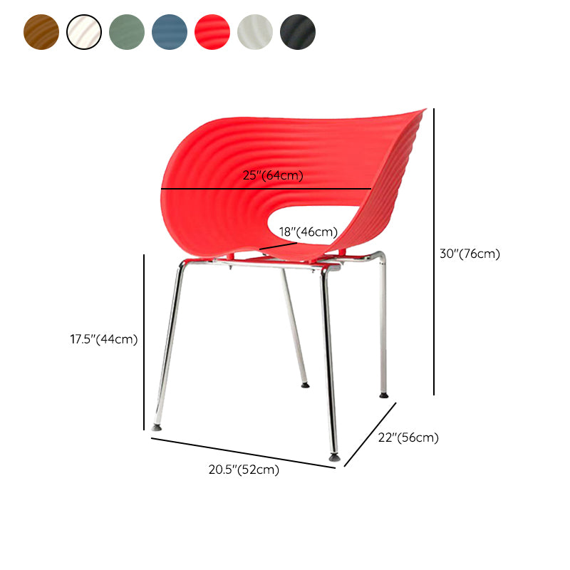 Contemporary Plastic Arm Dining Chair in Matte Finish for Home
