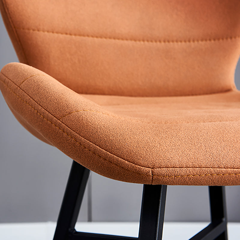 Contoured Seat Upholstered Low Back Bar Stools with Metal Base