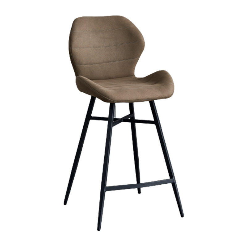 Contoured Seat Upholstered Low Back Bar Stools with Metal Base
