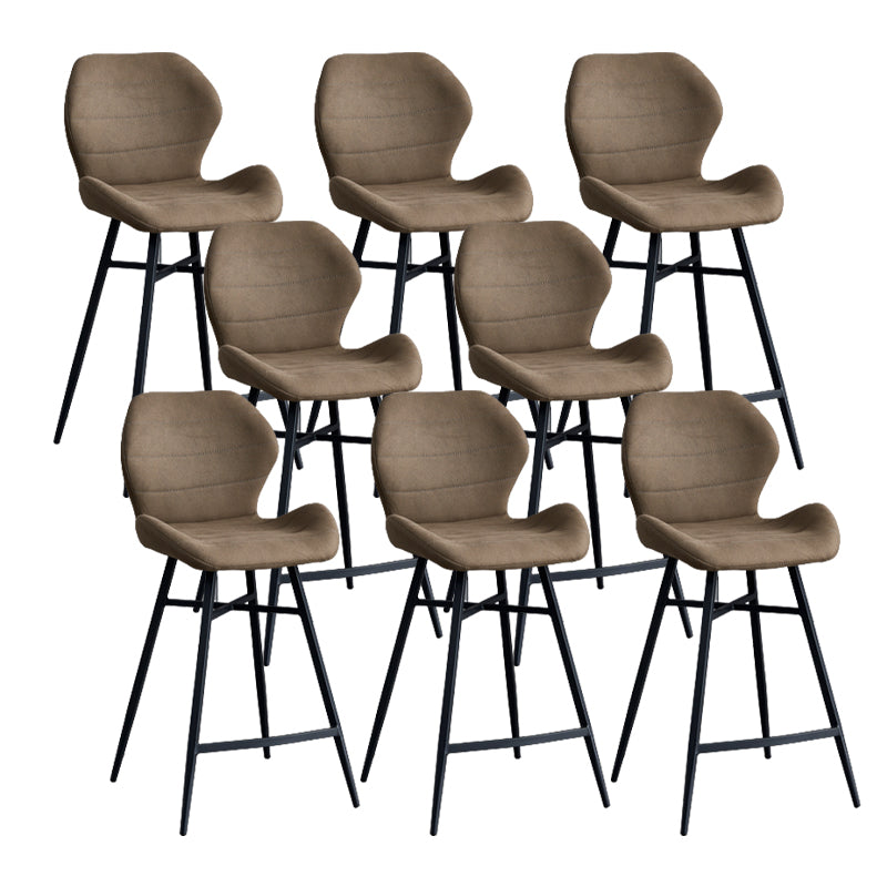 Contoured Seat Upholstered Low Back Bar Stools with Metal Base