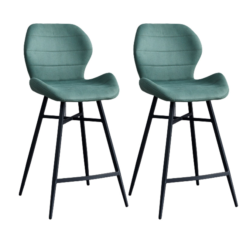 Contoured Seat Upholstered Low Back Bar Stools with Metal Base