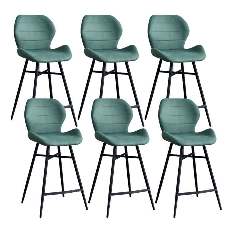 Contoured Seat Upholstered Low Back Bar Stools with Metal Base