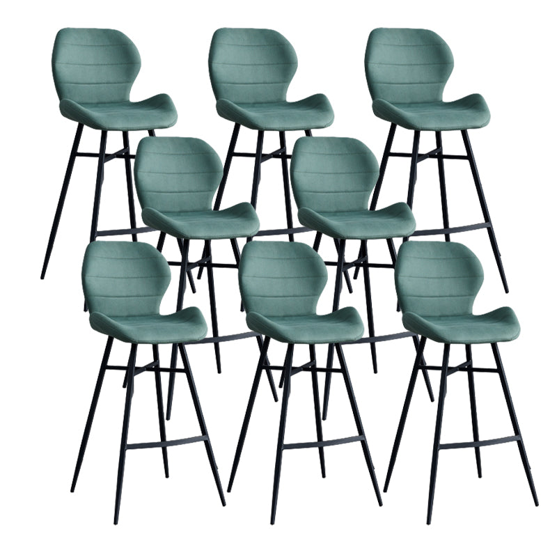 Contoured Seat Upholstered Low Back Bar Stools with Metal Base