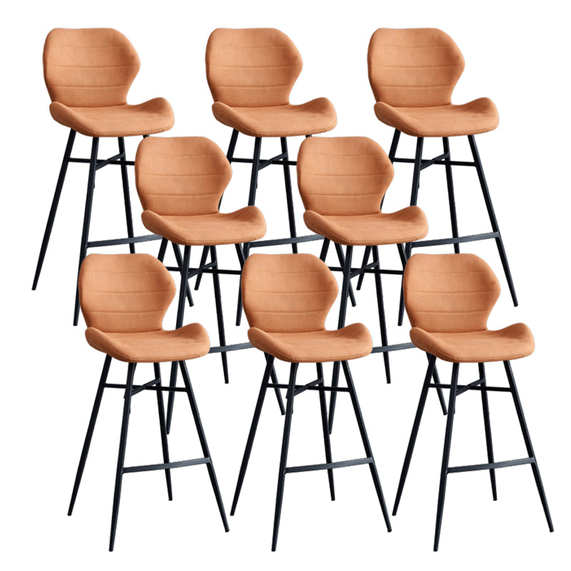 Contoured Seat Upholstered Low Back Bar Stools with Metal Base