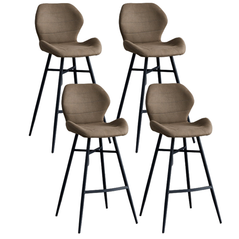Contoured Seat Upholstered Low Back Bar Stools with Metal Base