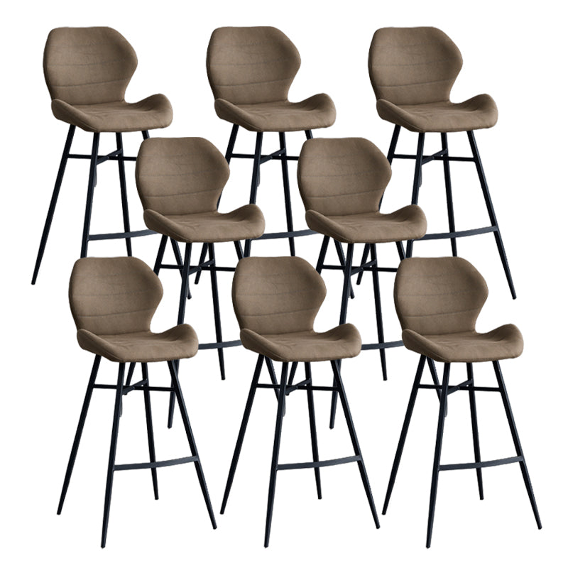 Contoured Seat Upholstered Low Back Bar Stools with Metal Base