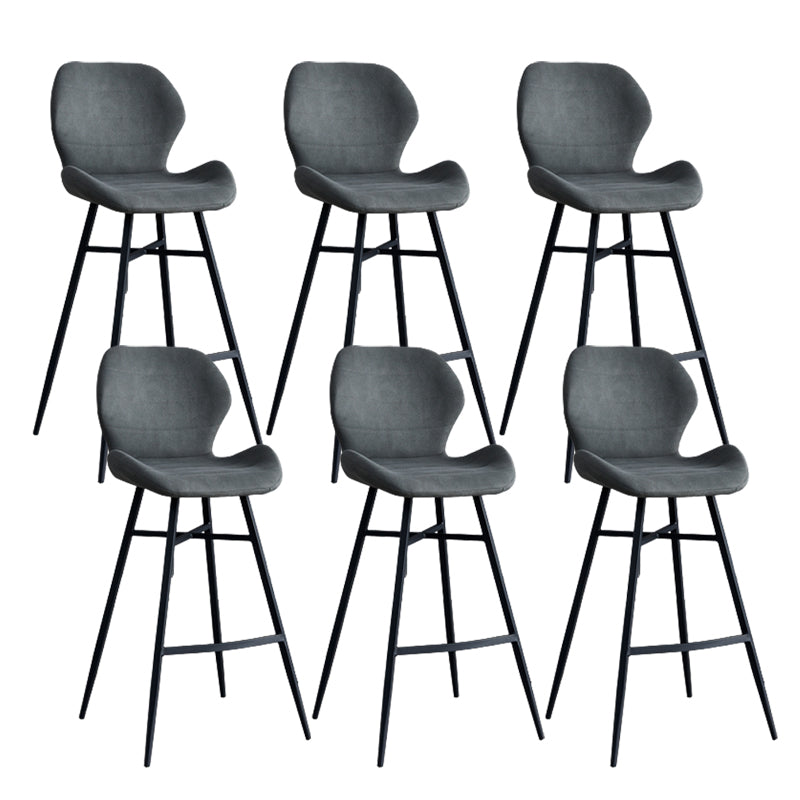 Contoured Seat Upholstered Low Back Bar Stools with Metal Base
