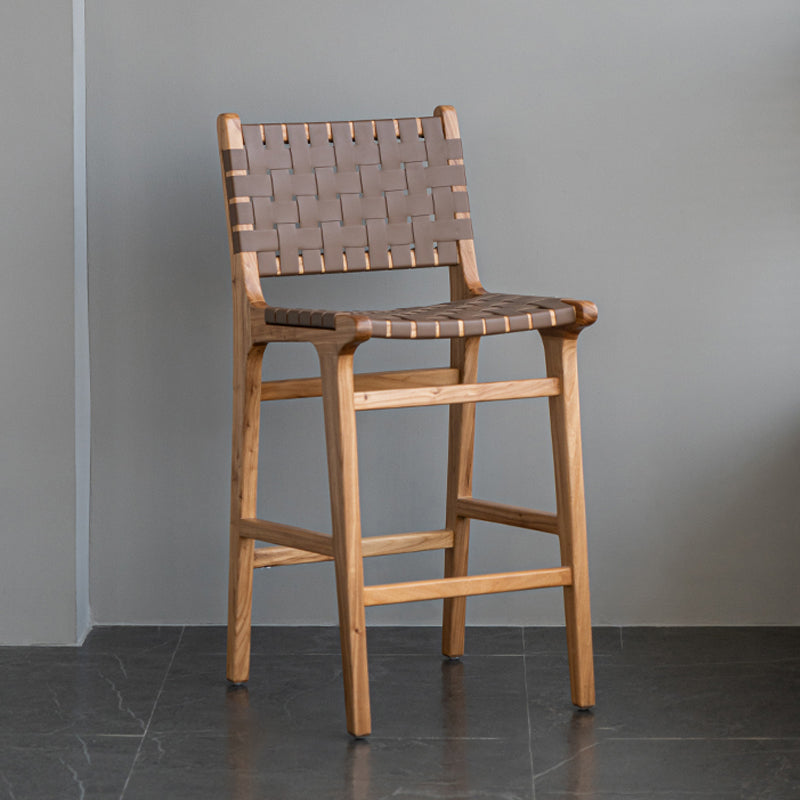 Contemporary 37" Height Solid Wood Backrest Counter High Stool