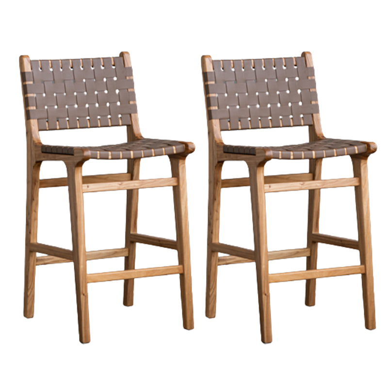 Contemporary 37" Height Solid Wood Backrest Counter High Stool