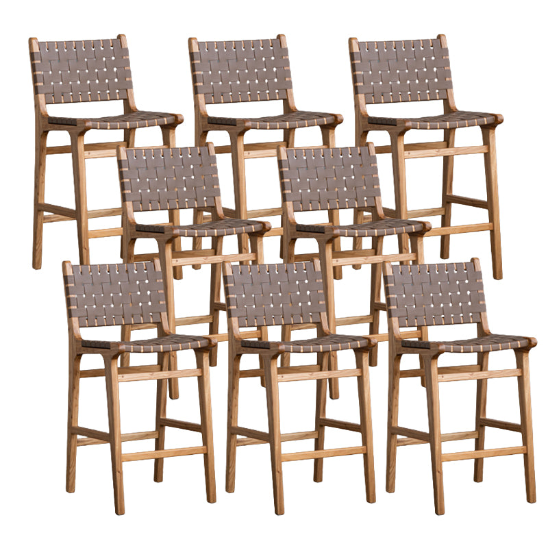 Contemporary 37" Height Solid Wood Backrest Counter High Stool