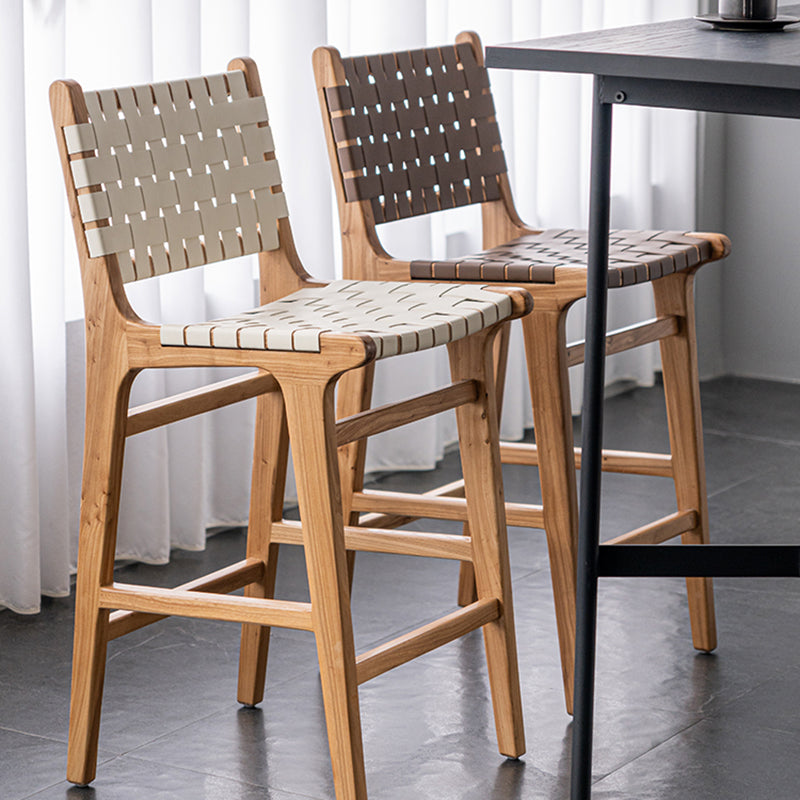 Contemporary 37" Height Solid Wood Backrest Counter High Stool