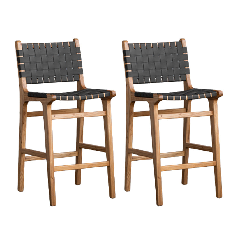 Contemporary 37" Height Solid Wood Backrest Counter High Stool