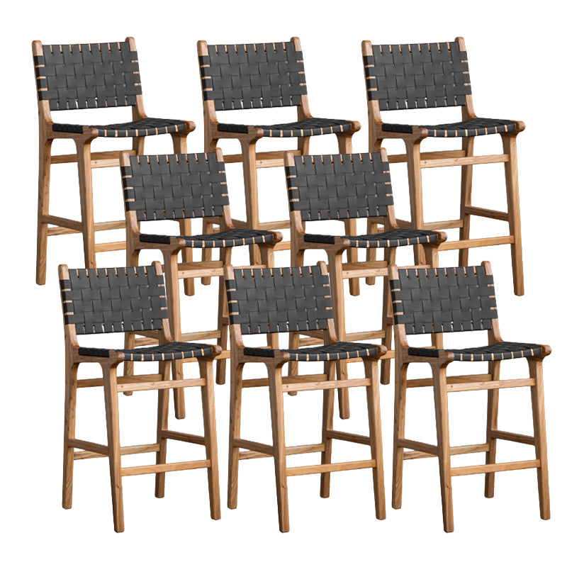 Contemporary 37" Height Solid Wood Backrest Counter High Stool