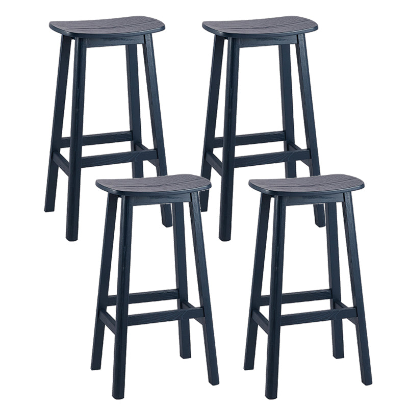 Contemporary 30" Height Solid Wood Backrest Counter High Stool with 4 Legs