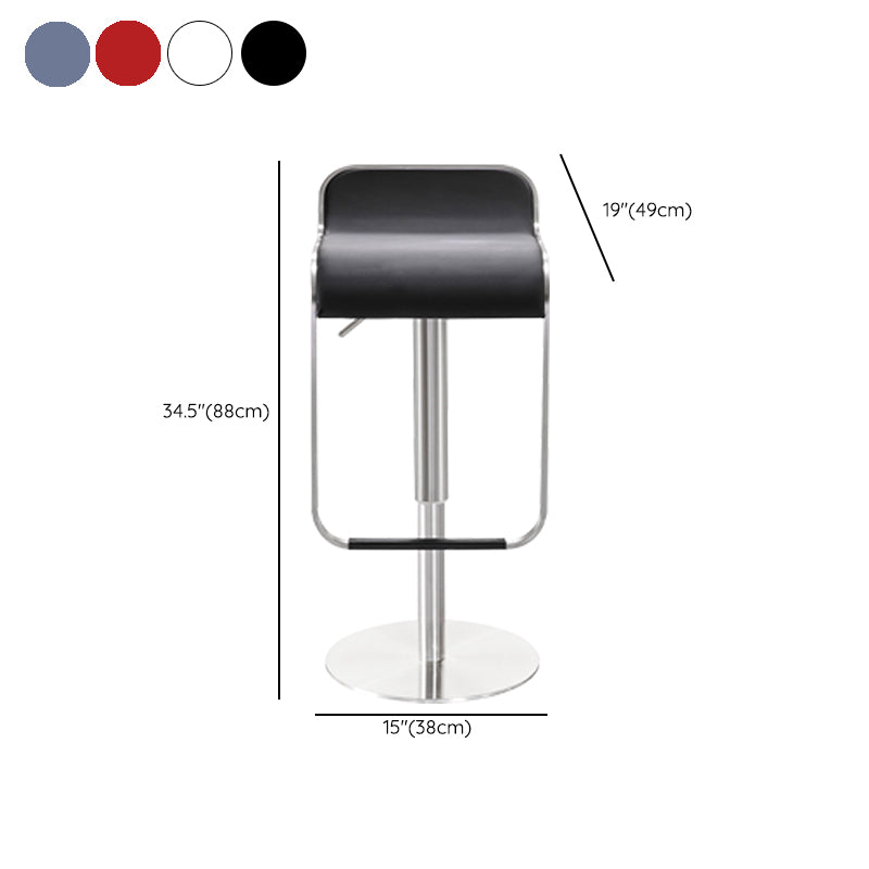 Contemporary Low Back Indoor Armless Bar Stool with Metal Base