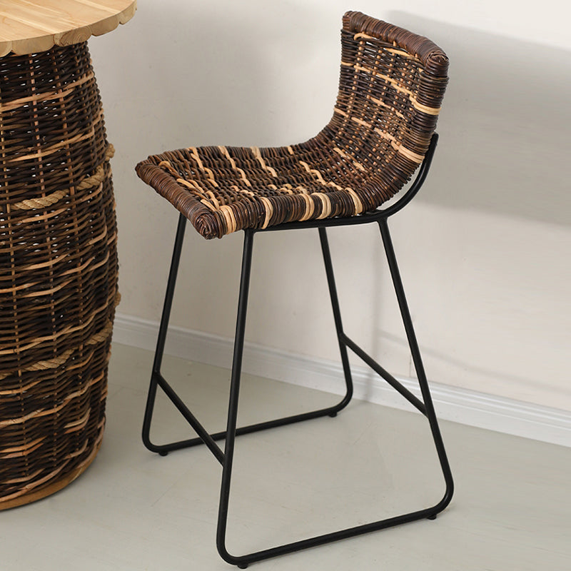 Industrial Low Back Indoor Armless Bar Stool with Metal Base