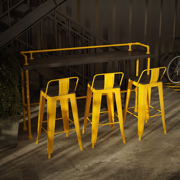 Wood and Metal Bar Stool and Table Set 1/3/4/5/6 Pieces Rectangular