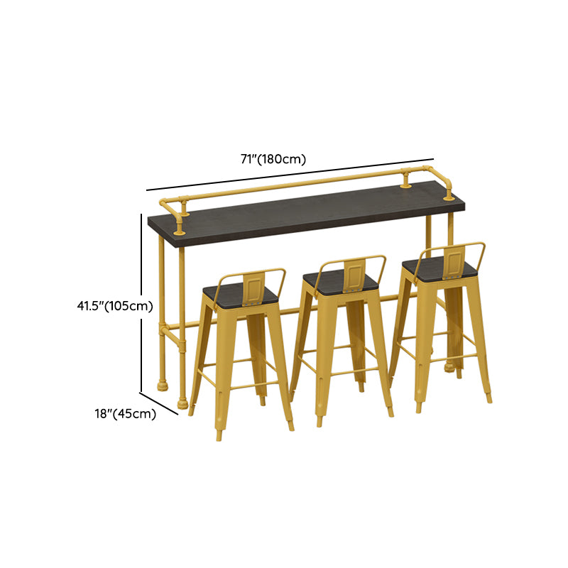 Wood and Metal Bar Stool and Table Set 1/3/4/5/6 Pieces Rectangular