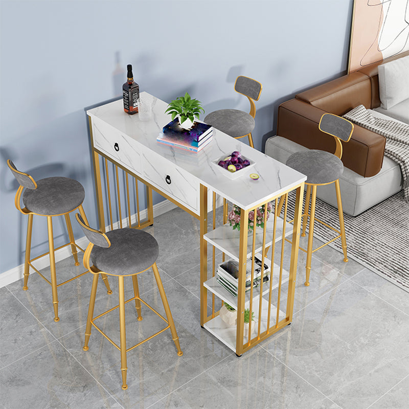 Glam Style Wood Rectangle Bar Height Pub Table for Living Room