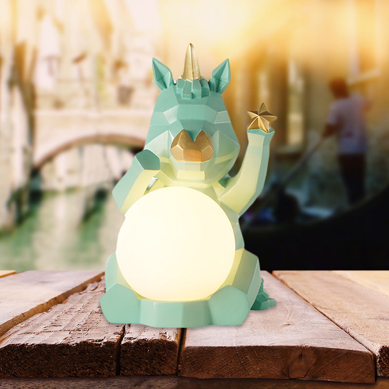 Lámpara de mesa de dormitorio LED de resina LED de alta noche de dibujos animados/conejo/unicornio