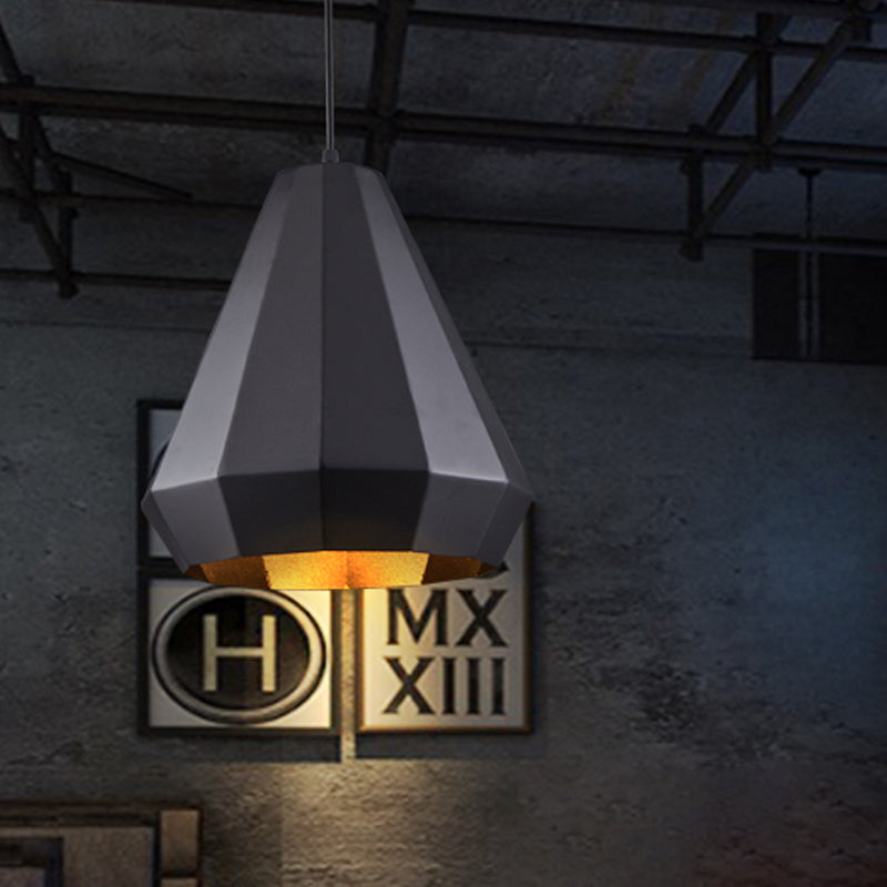 Diamond Metal Suspension Pendant Farmhouse 1 Light Shop Shop Shop Plafond en noir