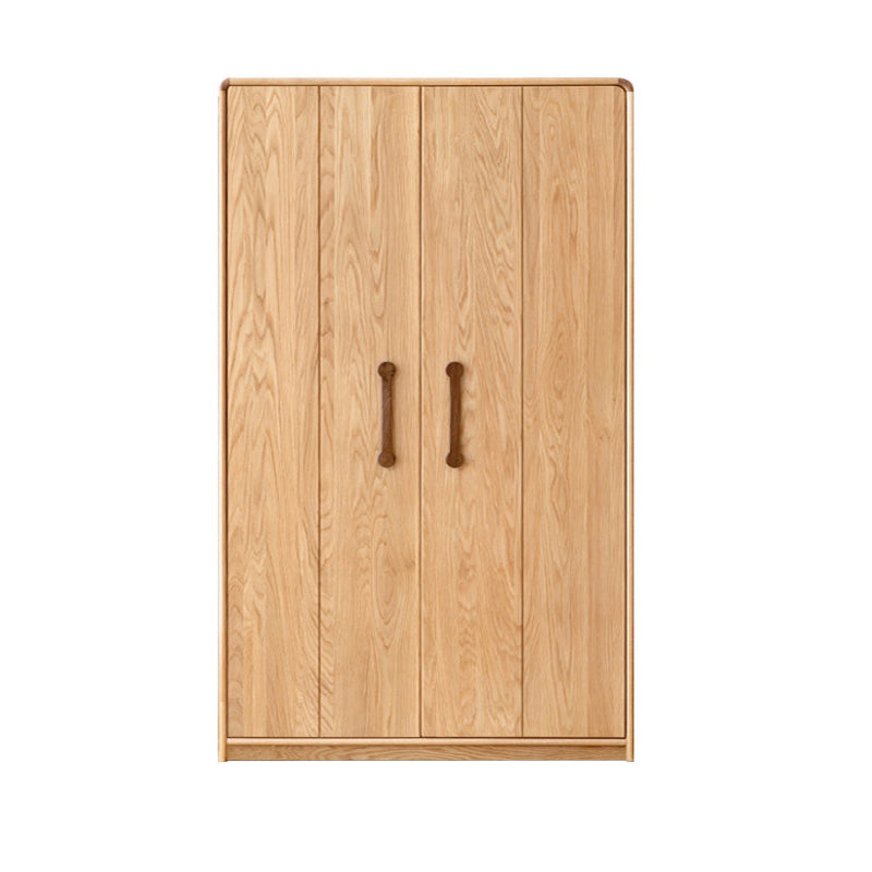 Wardrobe Closet Light Wood Solid Wood Hinged with Drawer with Garment Rod