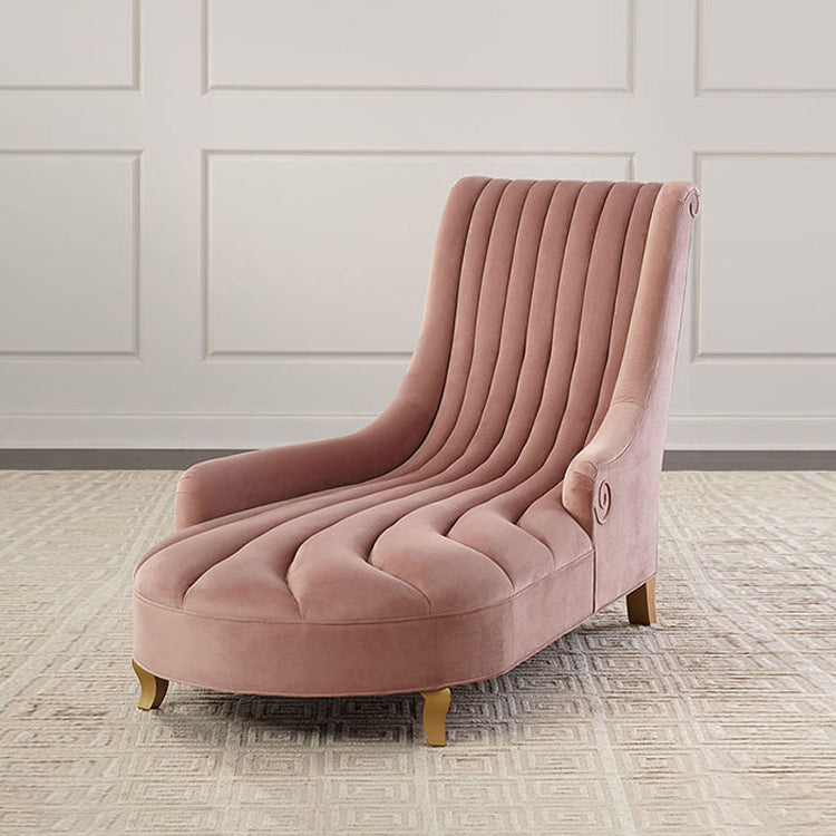 Luxury Style Velvet Chaise Lounge Bedroom Recessed Arms Chaise