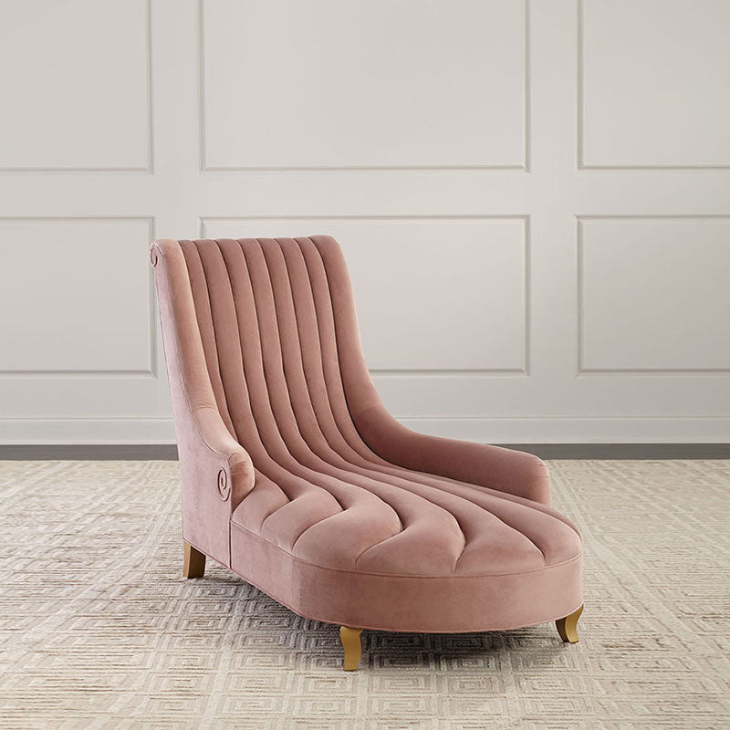 Luxury Style Velvet Chaise Lounge Bedroom Recessed Arms Chaise
