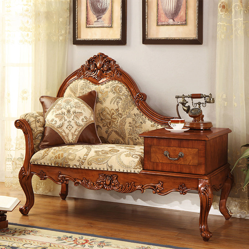 French Country Nailhead Trim Chaise Lounge Couch One Armed Lounge Chair