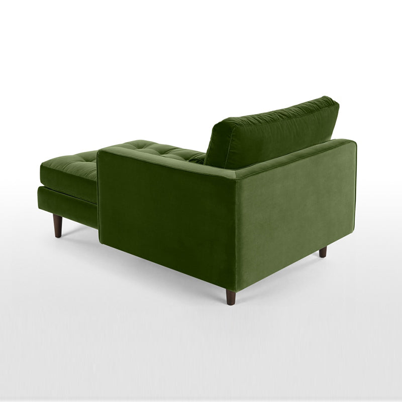 Contemporary Upholstered Chaise Lounge Square Arms Chaise in Green/Blue