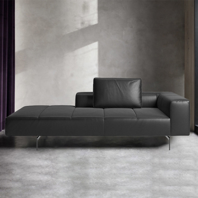 Glam Upholstered Leather Chaise Lounge Couch Metal Chaise Lounge Chair