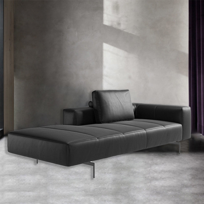 Glam Upholstered Leather Chaise Lounge Couch Metal Chaise Lounge Chair