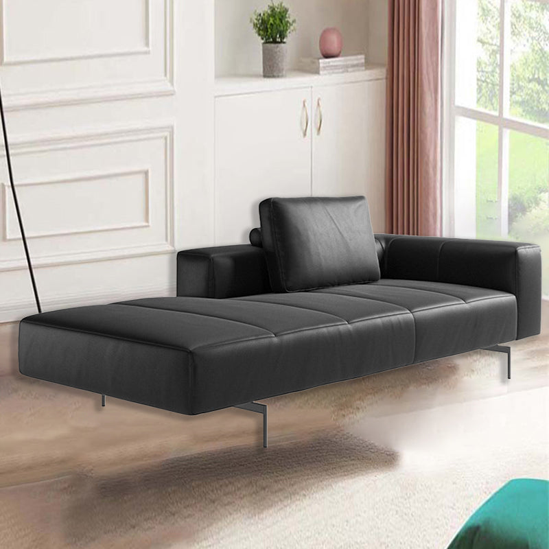 Glam Upholstered Leather Chaise Lounge Couch Metal Chaise Lounge Chair