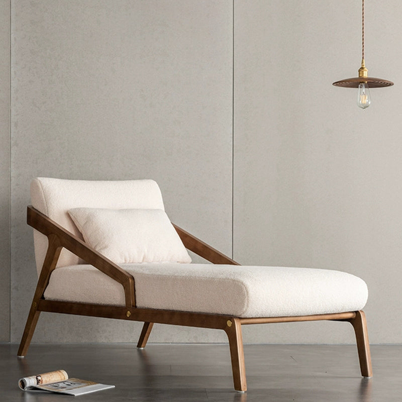 Scandinavian Upholstered Chaise Lounge Couch Two Arm Chaise Lounge Chair in Beige