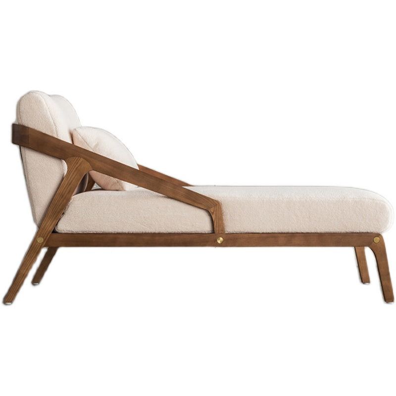Scandinavian Upholstered Chaise Lounge Couch Two Arm Chaise Lounge Chair in Beige