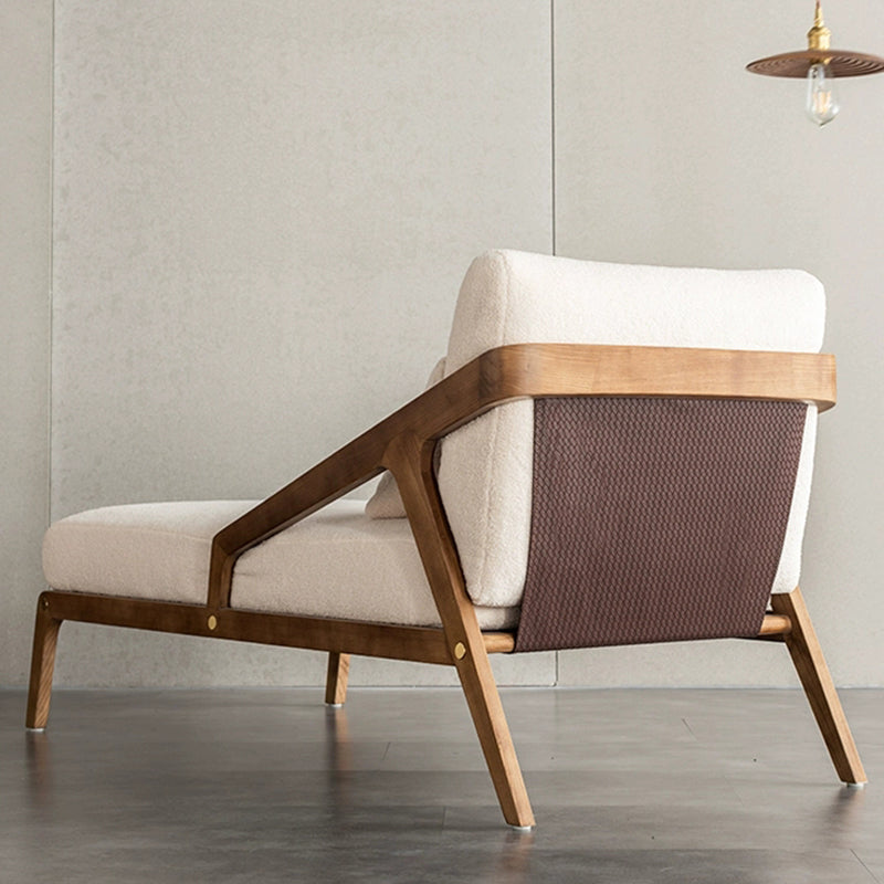 Scandinavian Upholstered Chaise Lounge Couch Two Arm Chaise Lounge Chair in Beige